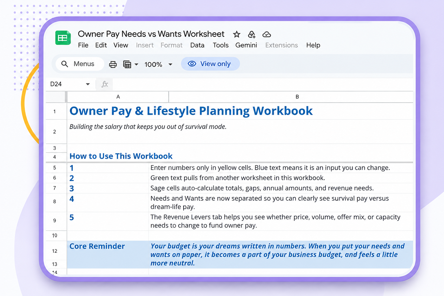 Owner Pay Worksheet